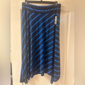 NEW DIRECTION WOMENS BLACK AND BLUE STRIPE ASYMMETRICAL SKIRT XL